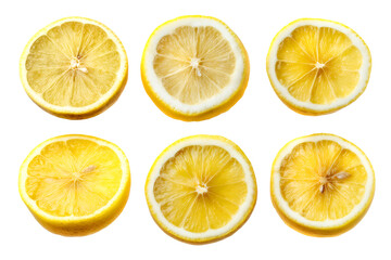 Fototapeta premium Six juicy lemon halves vibrant yellow citrus fruit slices