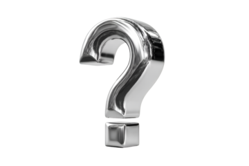 Shiny metallic question mark uncertainty mystery inquiry doubt puzzle problem enigma question