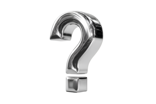 Shiny metallic question mark uncertainty mystery inquiry doubt puzzle problem enigma question