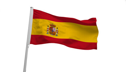 flag of Spain waving in the wind isolated on white or transparent png	
