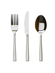 Elegant silverware set fork knife spoon cutlery dining tableware on transparent background food metal