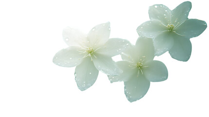 Naklejka premium Delicate White Flowers with Dew Drops on a Black Background for Design and Decorations