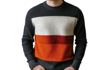 Stylish men s sweater color block design autumn winter fashion textured knit cozy comfortable