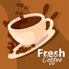 Coffee beans dropping splash. Vector