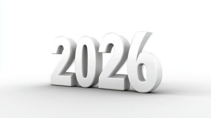 2026 Year presented with clean, white, 3D block letters