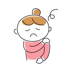 肩こりの女性の手描きイラスト