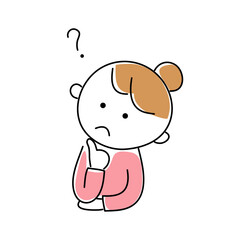 Obraz premium 考える女性の手描きイラスト