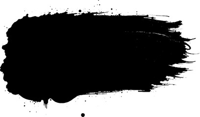 Minimalist composition featuring bold black brush strokes of varying thickness and texture, artistically scattered across a clean white background.