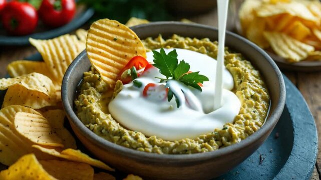 Ackee dip accompanied by chips