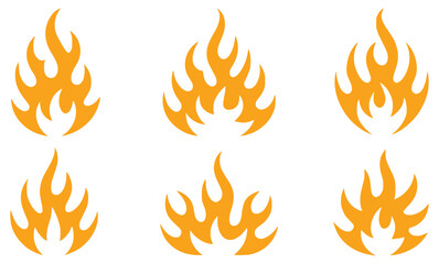 Vector flames set isolated on white