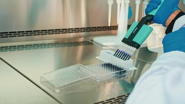 Multichannel Pipetting Procedure by Food Engineer in Sterile Lab Environment