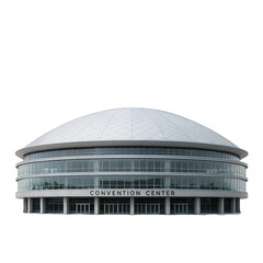 Obraz premium Spacious modern convention center building featuring a large glass facade and distinctive domed roof.