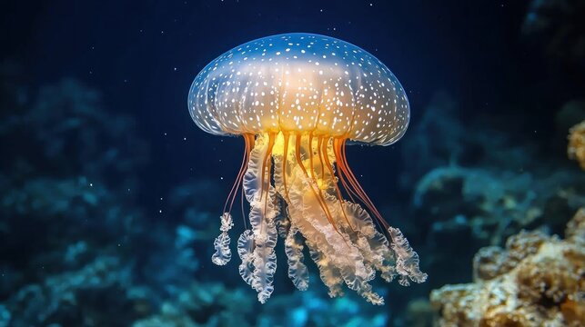 Spotted jellyfish underwater coral reef ocean life - Powered by Adobe