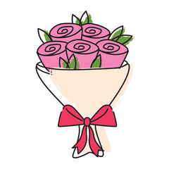 Bouquet of roses gift. Vector