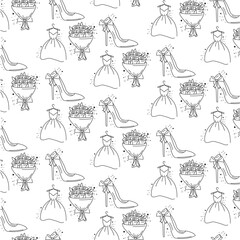 Dress bouquet and heels. Vector