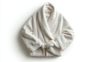 Luxurious cream bathrobe soft texture cozy comfort perfect for relaxation spa day white background
