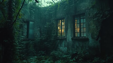 Abandoned overgrown house