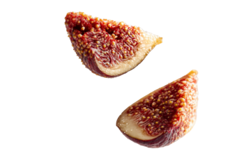 Side-view fig slivers suspended with sweet pulp