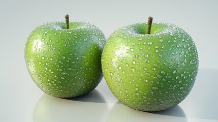 A green apple reflected in a mirror on a white background serves as a visual representation of the dichotomy between fake reality and actual reality, highlighting the disparity between social media