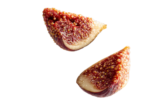 Side-view fig slivers suspended with sweet pulp