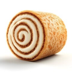 Fototapeta premium A delicious cinnamon roll pastry with creamy swirls is perfectly presented on a white background for baking or dessert menus.