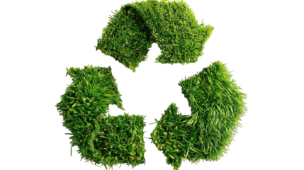 Green grass recycling symbol eco friendly nature image leaf dark plant on transparent background