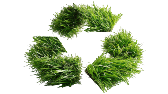 Green grass recycling symbol eco friendly nature image dark plant clean on transparent background