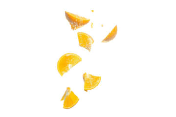 Graphic orange wheel breaking into juicy sunburst spokes