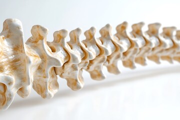**Realistic Depiction Of The Vertebral Column With Intervertebral Discs And Spinal Cord Tracing Through Cervical, Thoracic, And Lumbar Regions. Clean White Background, Ideal For Chiropractic Ads, Neur