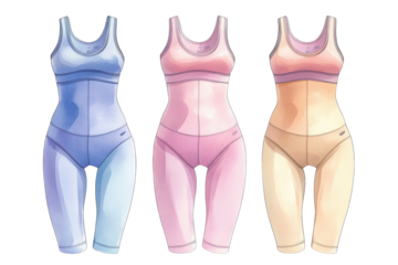 Stylish watercolor bodysuits pastel shades athletic fit figure flattering design perfect for yoga or
