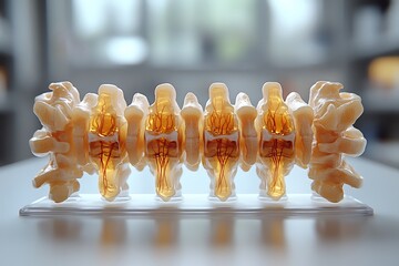 **Realistic Medical Model Of The Spinal Cord Showing Cervical, Thoracic, Lumbar Sections And Associated Nerves. Designed For Neurology Clinics, Spine Care Ads, And Educational Textbooks --Ar 3:2 --S 5