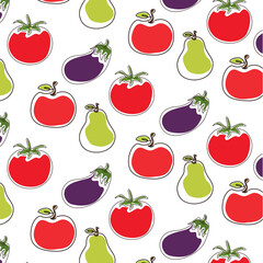 Outlined fruits pattern set. Vector