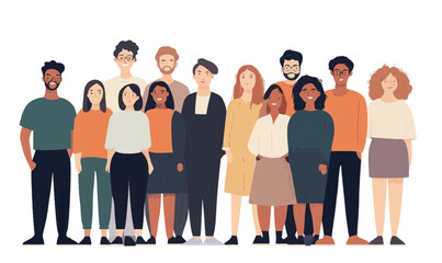 Obraz premium Inclusive Diverse Group of People Vector Illustration in Minimalist Style for Teamwork Concepts