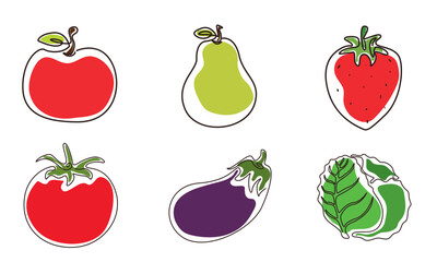 Outlined produce group. Vector