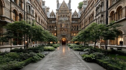 Urban courtyard, historic architecture