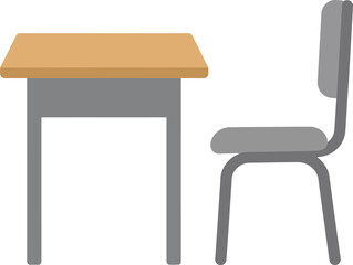 School desk and chair vector illustration for education and classroom setting design elements 