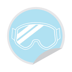 Ski goggles blue icon. Vector