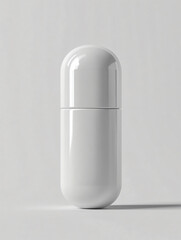 Minimalistic 3D Capsule Container: Premium Blank Template for Health Supplements and Pharmaceuticals