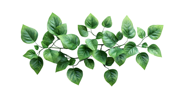 Vibrant Green Leaves on a Transparent Background for Design and Decoration