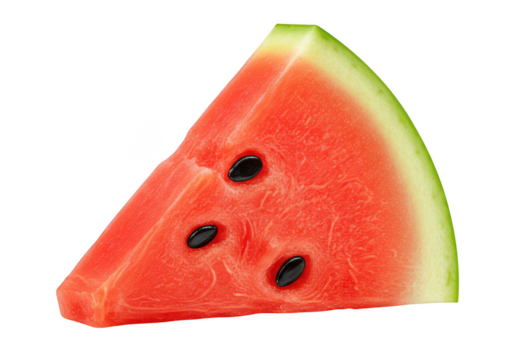 Slice of watermelon with seeds on a plain background view on transparent background