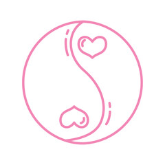 Yin yang love hearts. Vector