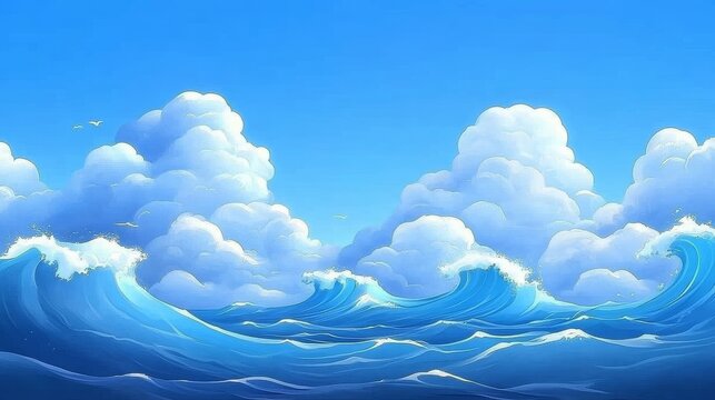 A chilling undertow is depicted in an illustration of serene teal ocean waves forming an abstract background