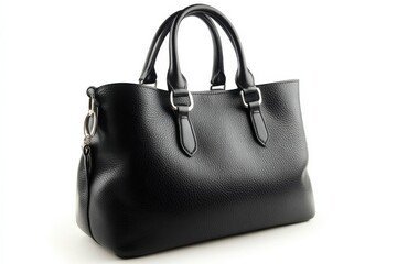 Elegant black leather tote bag stylish design perfect for everyday use Subtle texture clean lines