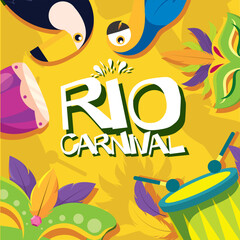 Rio carnival party icons. Vector