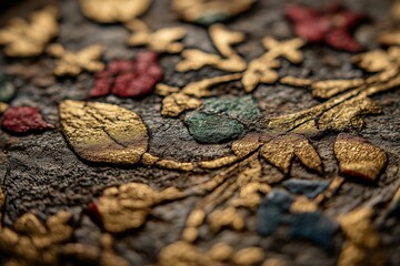 Textured Floral Patterns in Gold and Color.