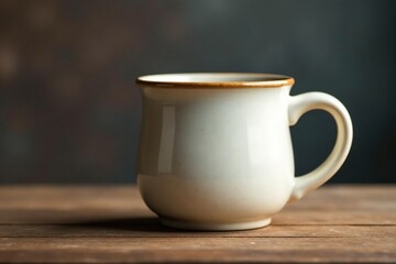 Large sturdy stoneware mug, slightly off-white , object, isolated, kitchenware