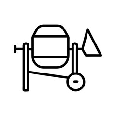 Cement mixer, construction and building machinery, thin line vector icon with transparent background