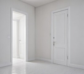 Clean white doors, open & closed, minimalist interior ,  open,  pattern,  interior design