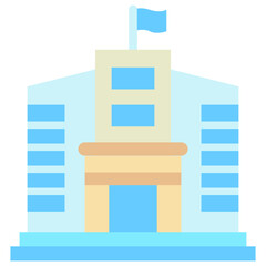 Consulate Office mini illustration flat color icon, use for trade wars, economy, business, finance, economic competition, UI, UX kit, app and web development, digital or print.