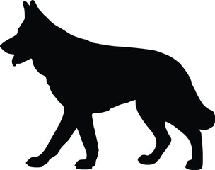 German Shepherd Walking Silhouette Illustration Vector